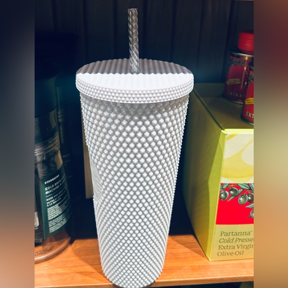 Starbucks Pearl White Studded Tumbler Lilac Bling Iridescent Venti Cup 24oz NWT - Picture 8 of 13